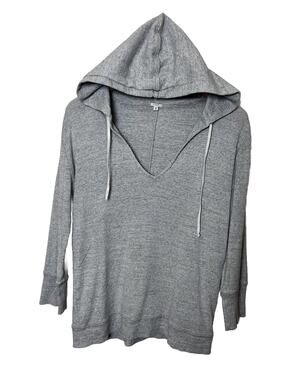 J Crew Hoodie Sweater Women’s Sz Medium Gray 3/4 Sleeves Knit Casual